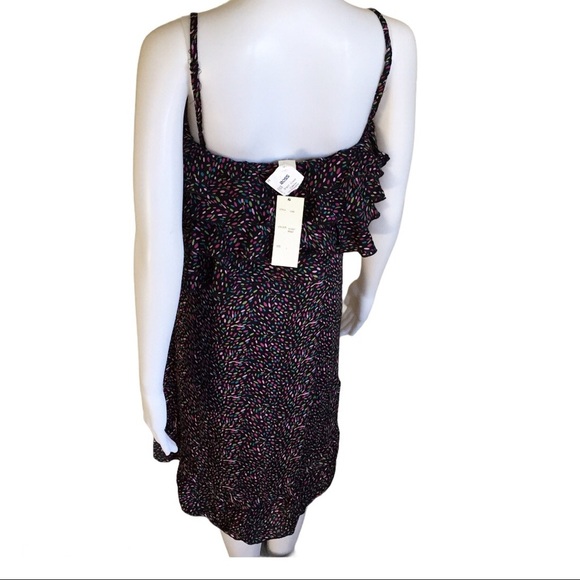 NWT STUDIO SPA Confetti Print Sleeveless Dress W Tiered Ruffle Overlay Black L - Picture 3 of 12